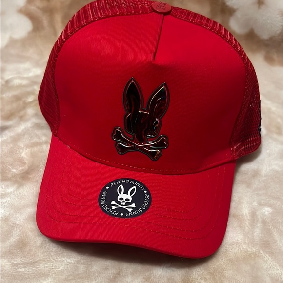 Psycho Bunny Red Trucker Hat - Picture 1 of 5